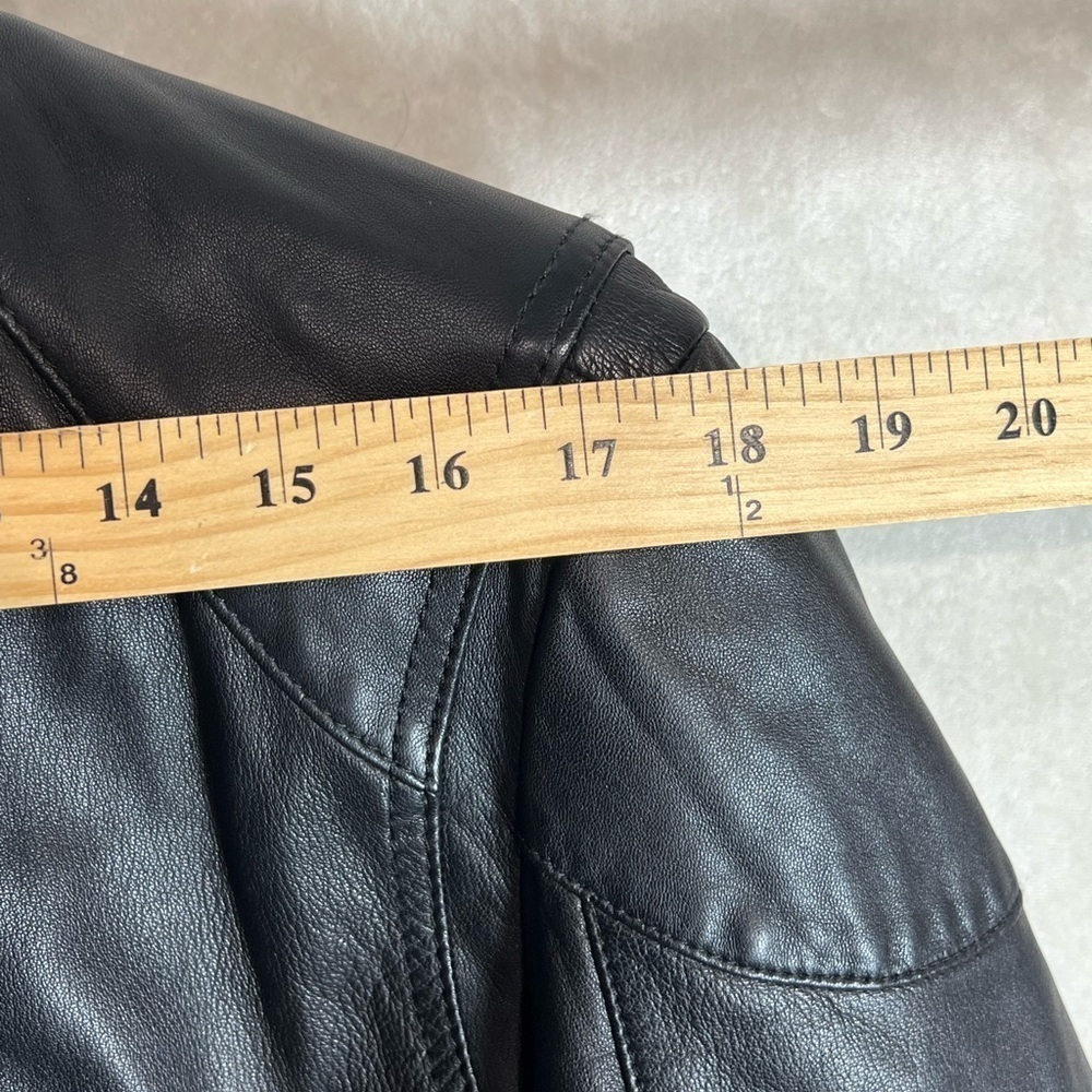 Hugo Boss EU40 US M 100% Leather Soft Lambskin Moto Biker Jacket Plaid Lined R4 - Picture 10 of 12